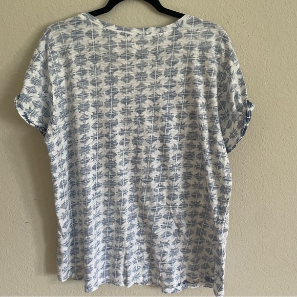 Ana scoop neck woman top 100% cotton XL blue white cuff sleeve casual stretch - Picture 4 of 9